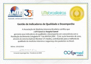 Certificado Gestão de Indicadores de Qualidade e Desempenho - Samel
