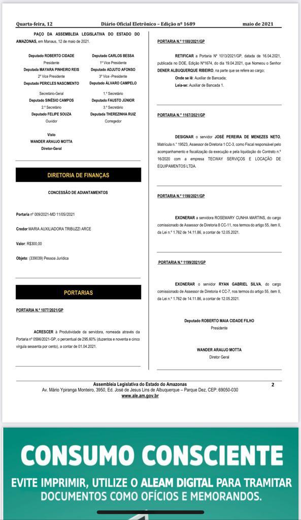 Coari: após denúncias do jornalista Ronaldo Tiradentes, Aleam exonera ‘fantasmas’ de gabinete de Mayara Pinheiro 1 8abe60ab 5c51 418b 918f 4030c64338c0