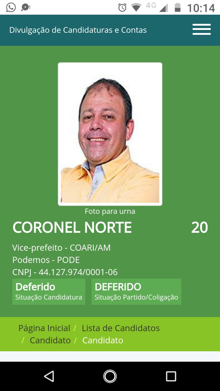 Coari: deferida a candidatura do coronel Norte